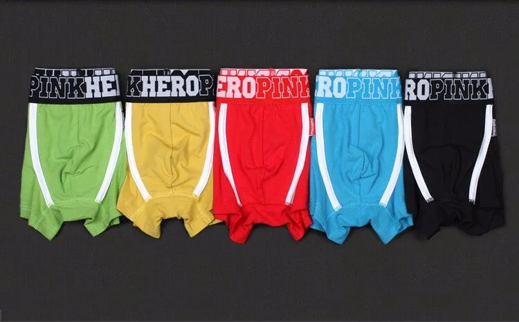 1-Piece Solid Cotton Flat Foot Boxer Shorts for Men Sexy Black Underwear