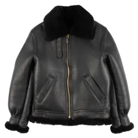 257S - Classic B-3 Sheepskin Leather Bomber Jacket - Ebony