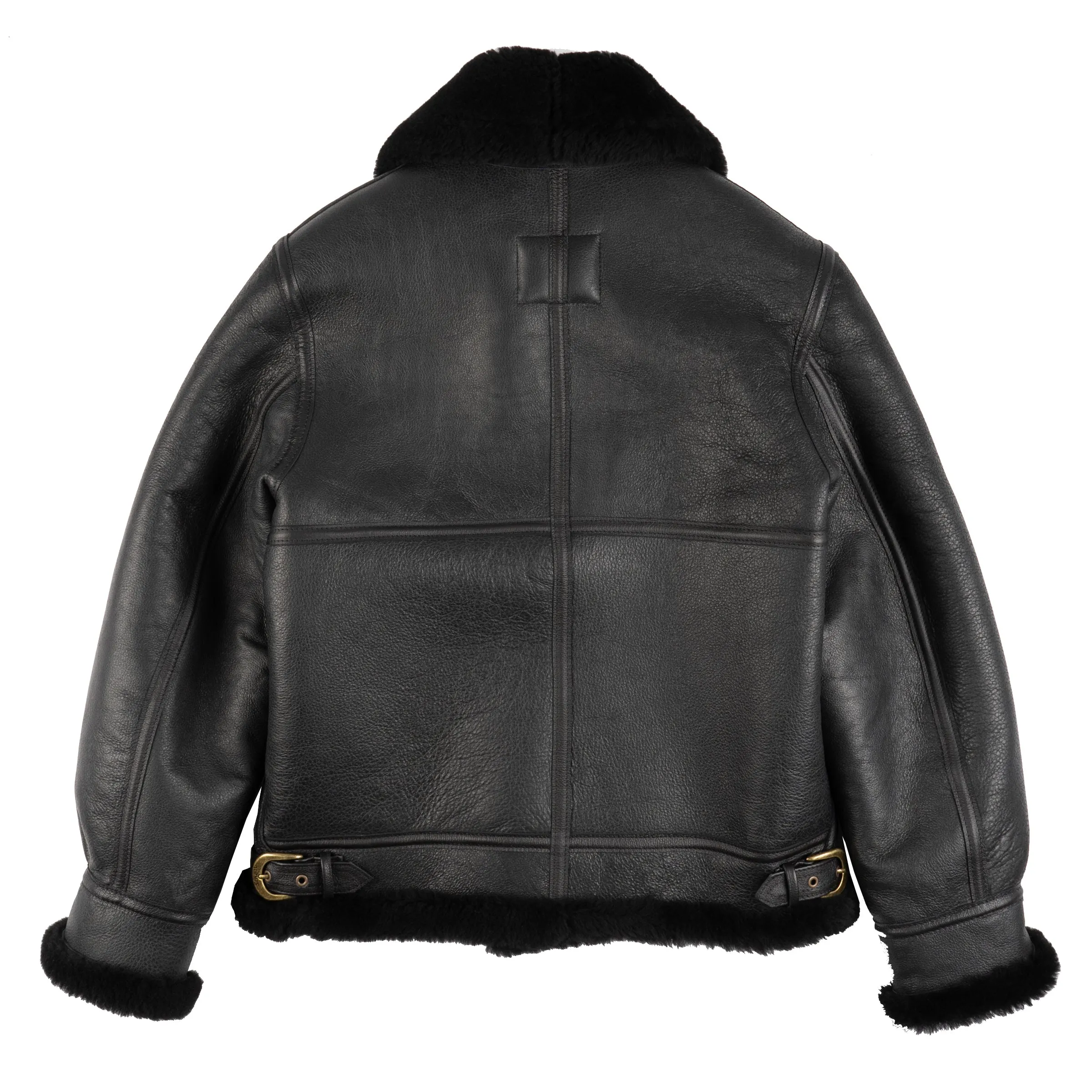 257S - Classic B-3 Sheepskin Leather Bomber Jacket - Ebony