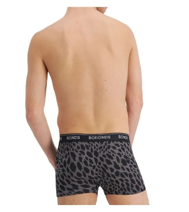 5 x Mens Bonds Guyfront Trunks Underwear Grey Leopard Print