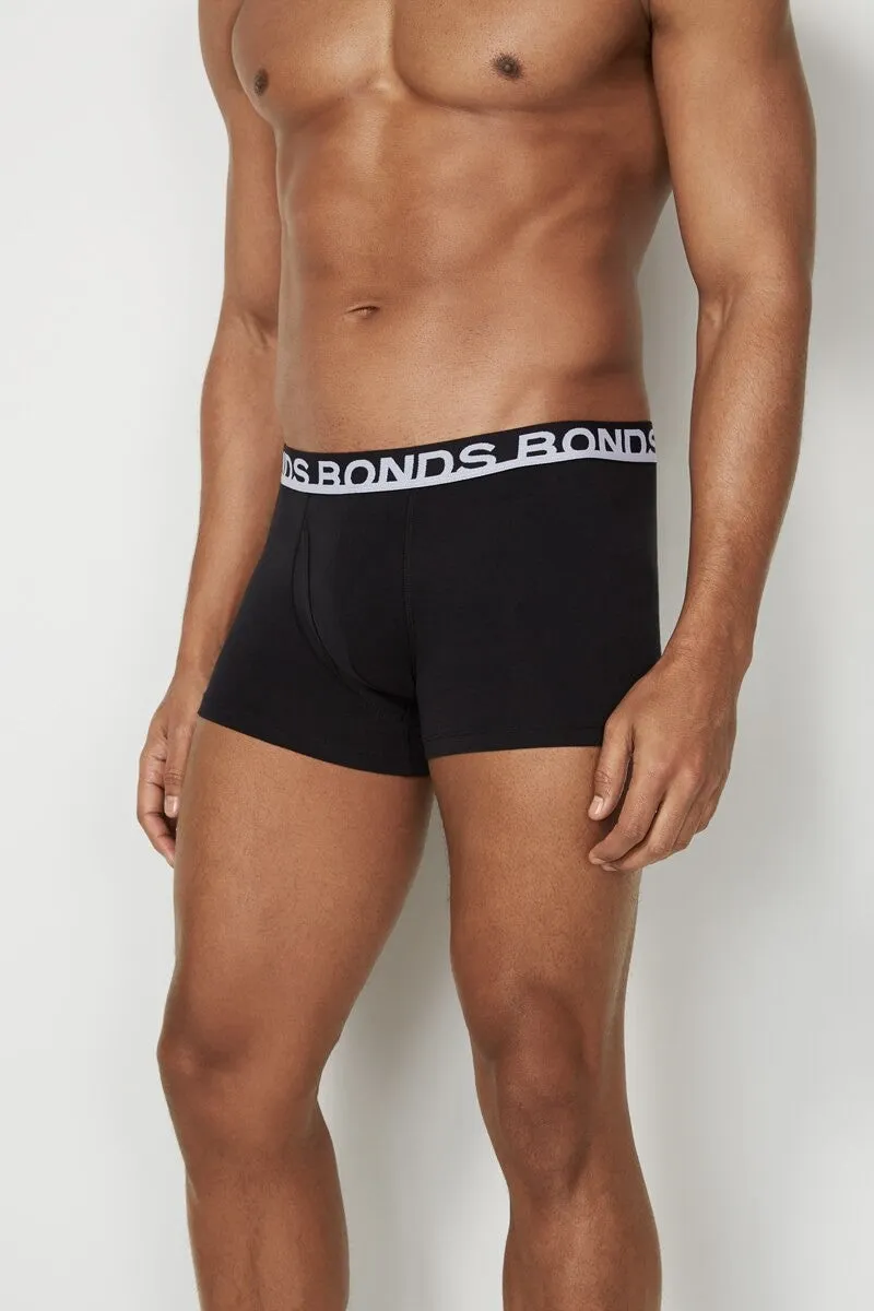 9 x Bonds Mens Everyday Trunks Underwear Black