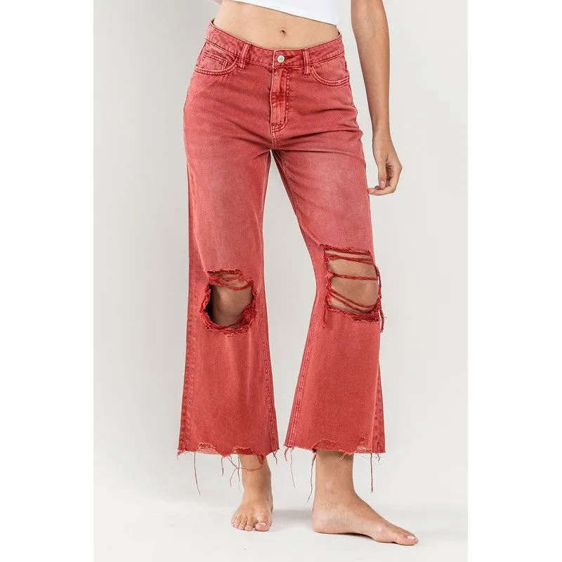 90s Vintage Crop Flare Jeans