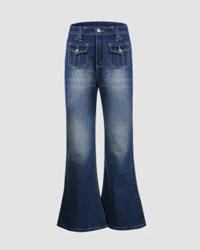 Aged Flared Denim Jeans