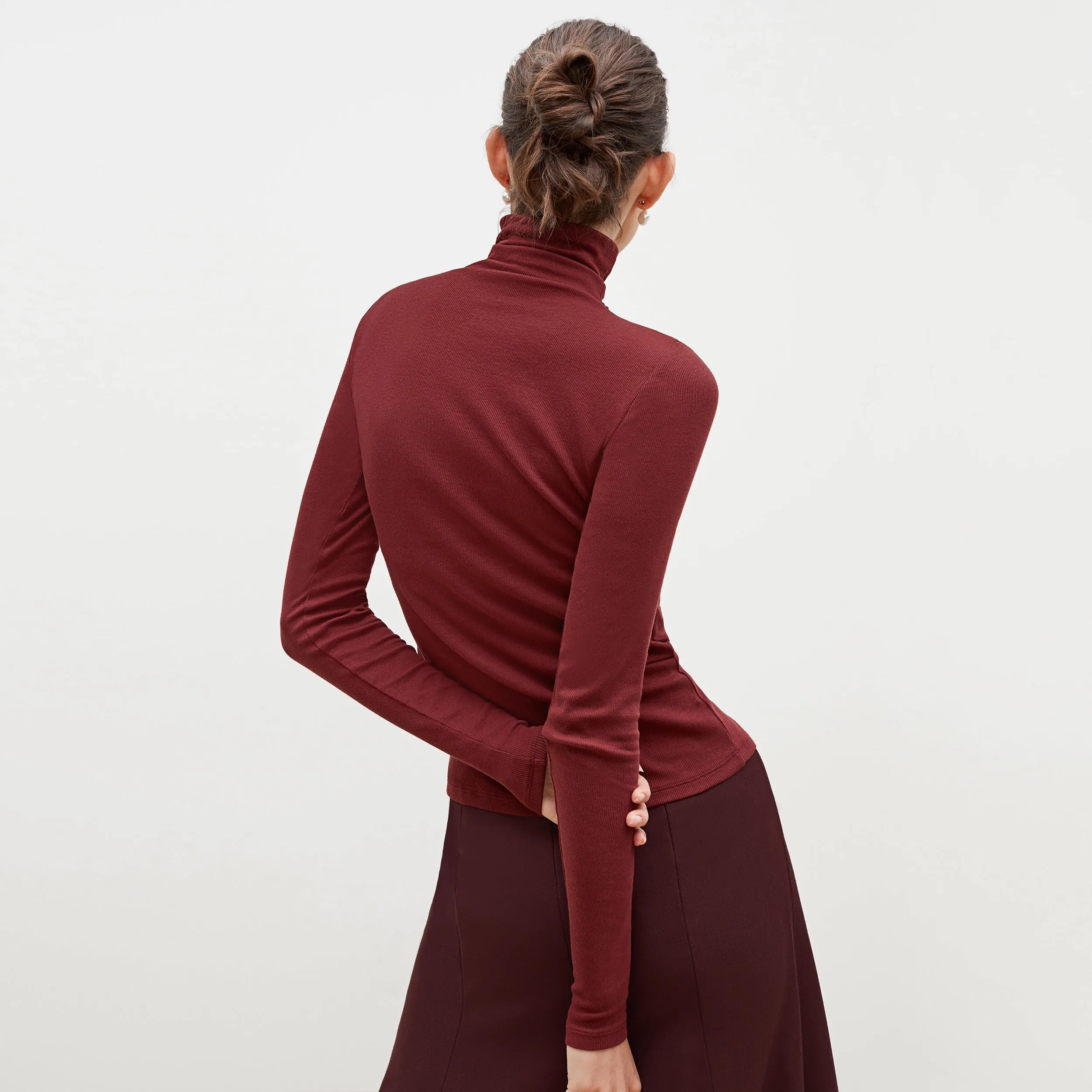 Axam Turtleneck - Ribbed Pima Cotton :: Cranberry