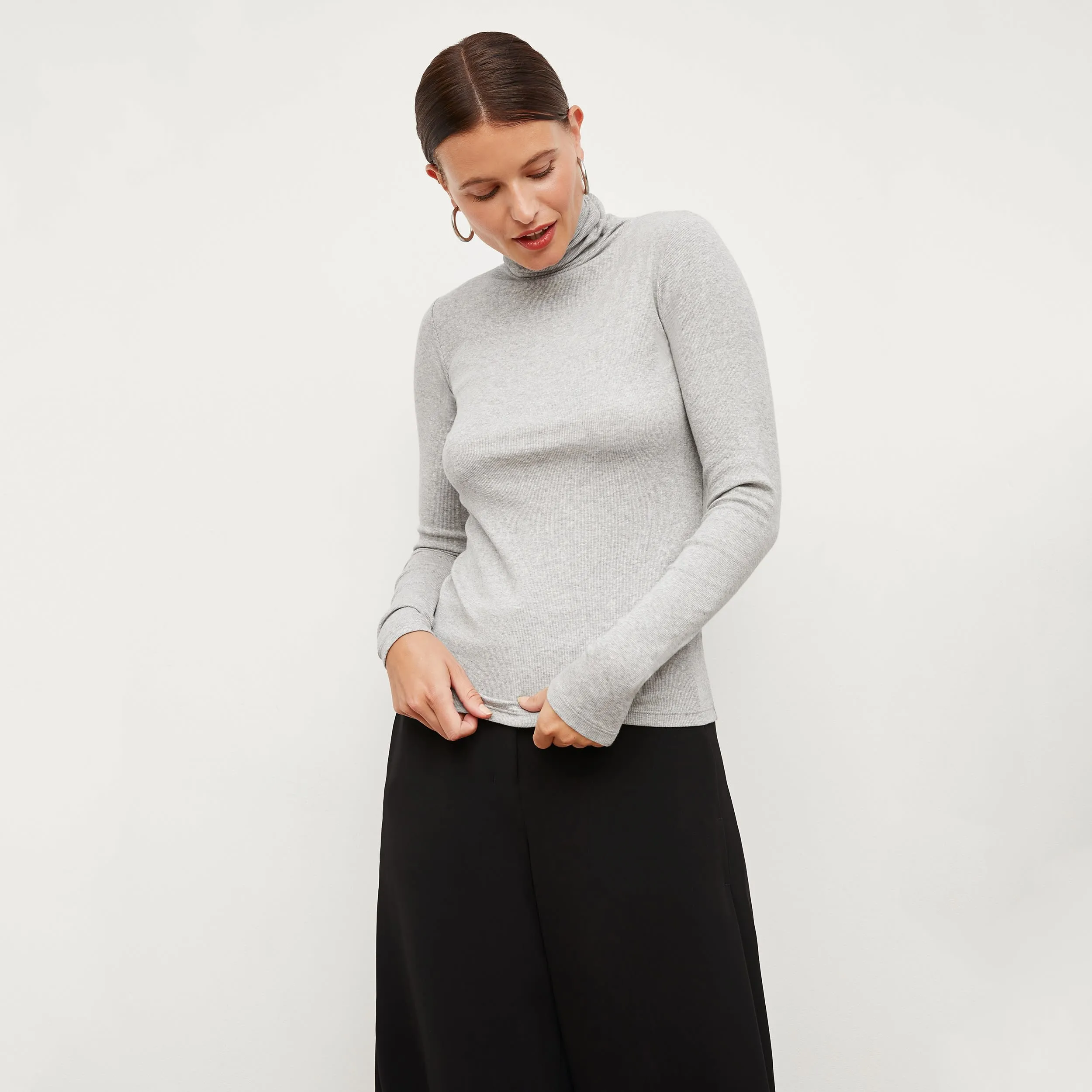 Axam Turtleneck - Ribbed Pima Cotton :: Gray Melange