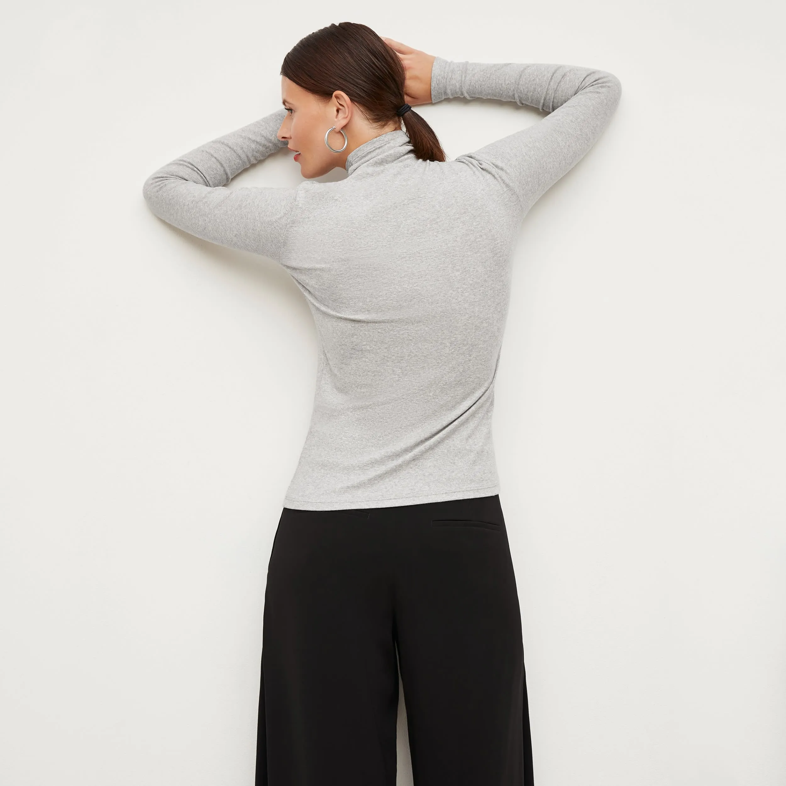 Axam Turtleneck - Ribbed Pima Cotton :: Gray Melange