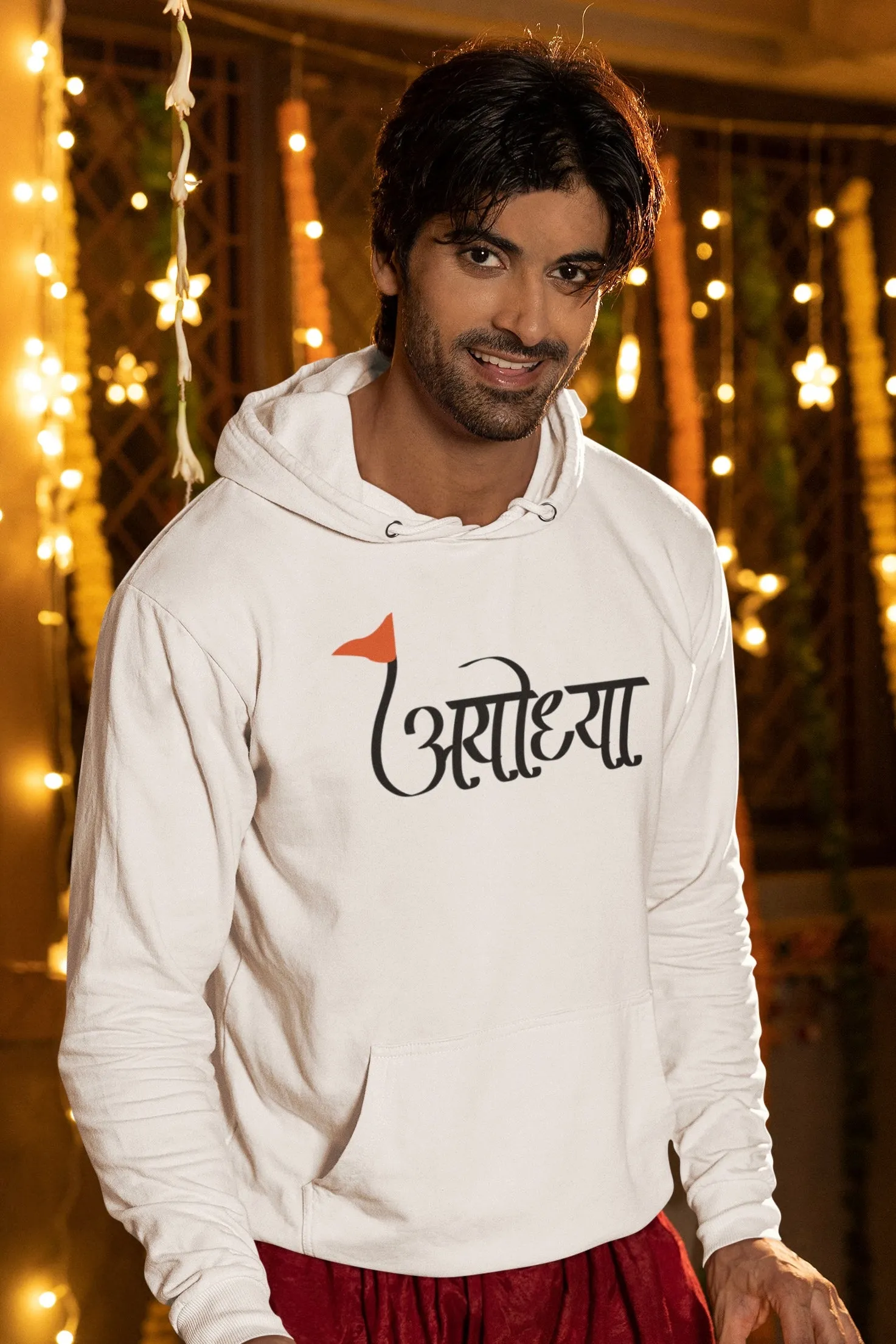 Ayodhya White Hooded Sweatshirt