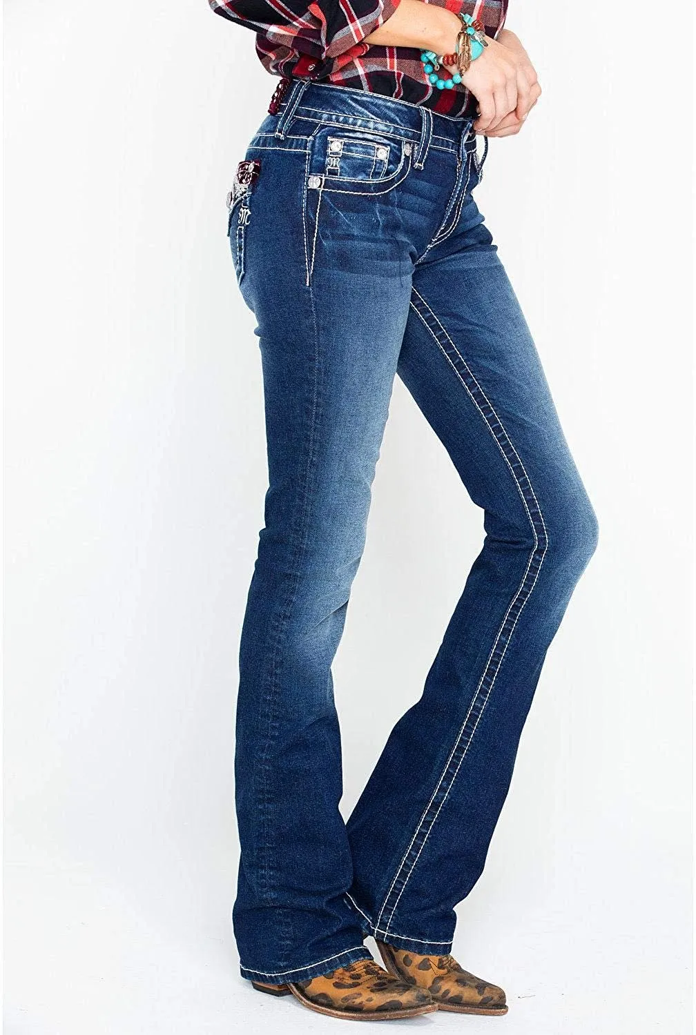 Aztec Inspired Embellished Bootcut Jeans