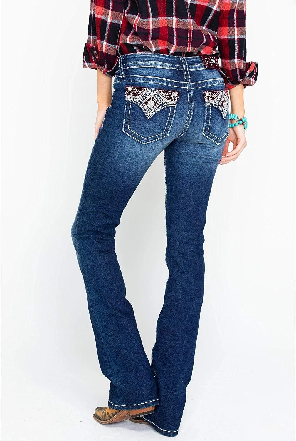 Aztec Inspired Embellished Bootcut Jeans