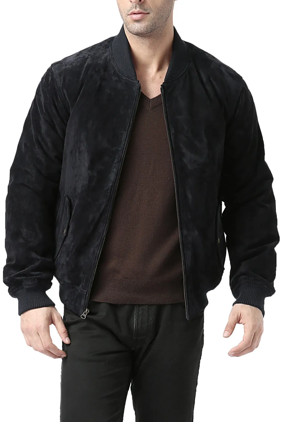 BGSD Men Urban Leather Bomber Jacket