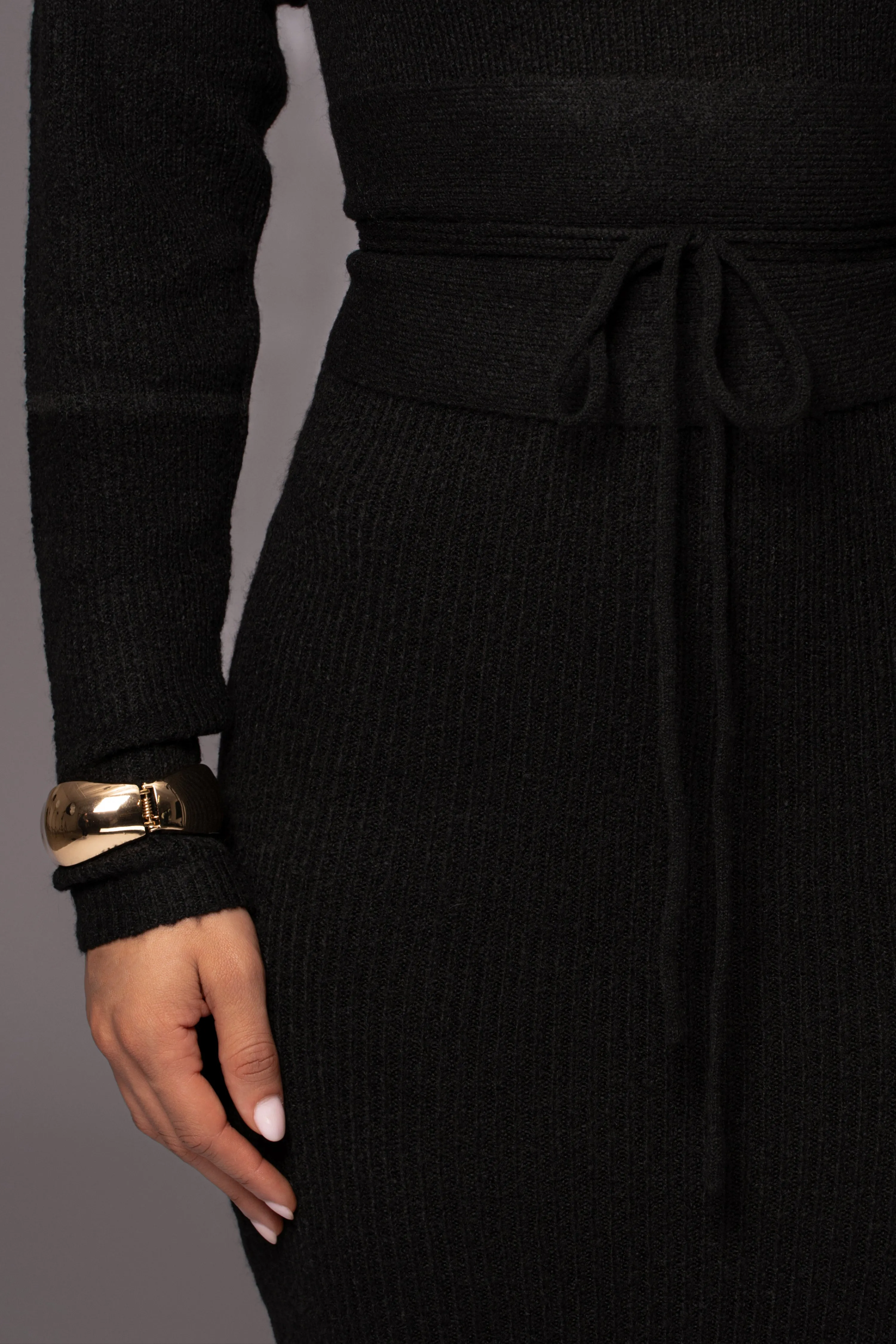 Black Aubrey Turtleneck Sweater Dress