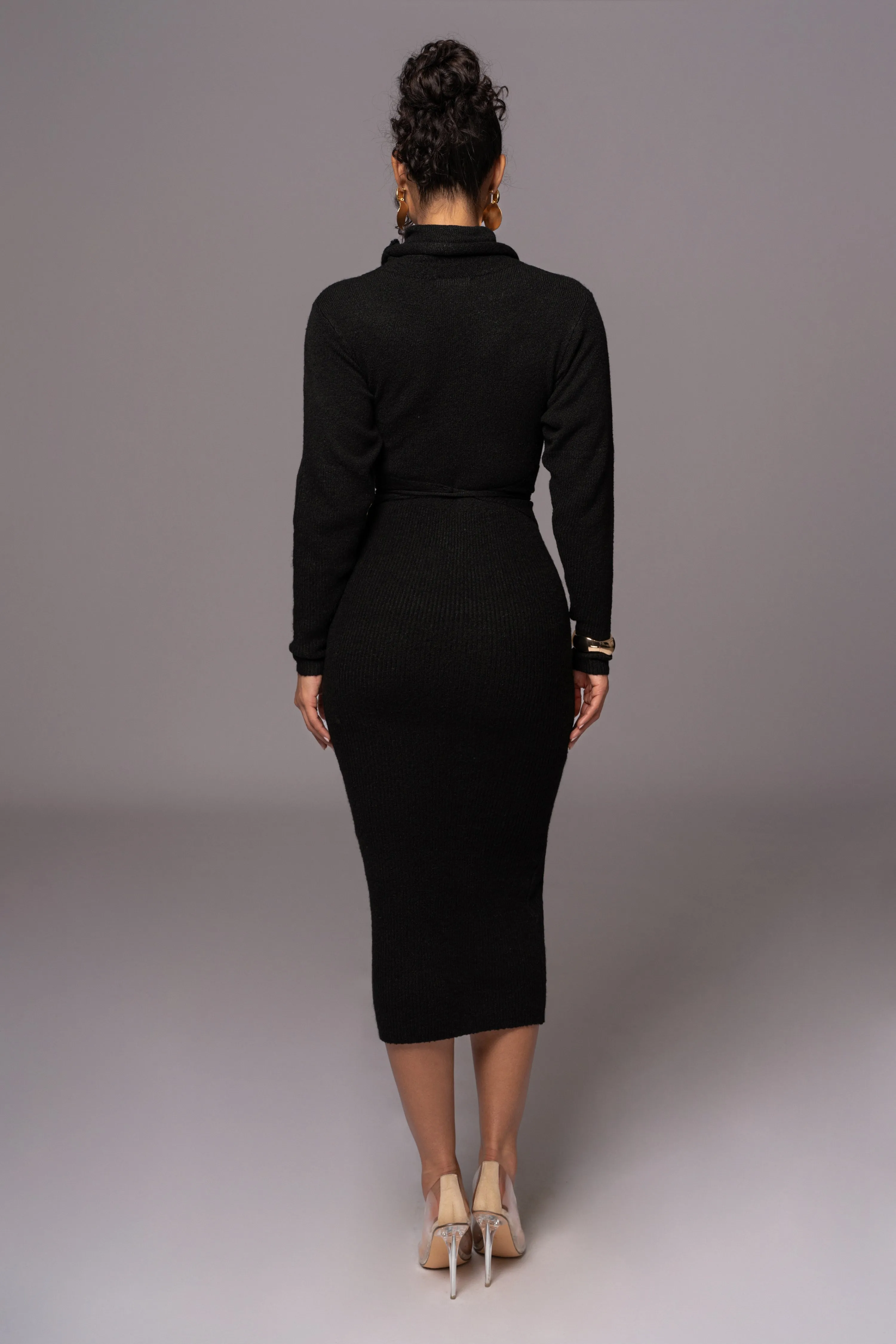 Black Aubrey Turtleneck Sweater Dress