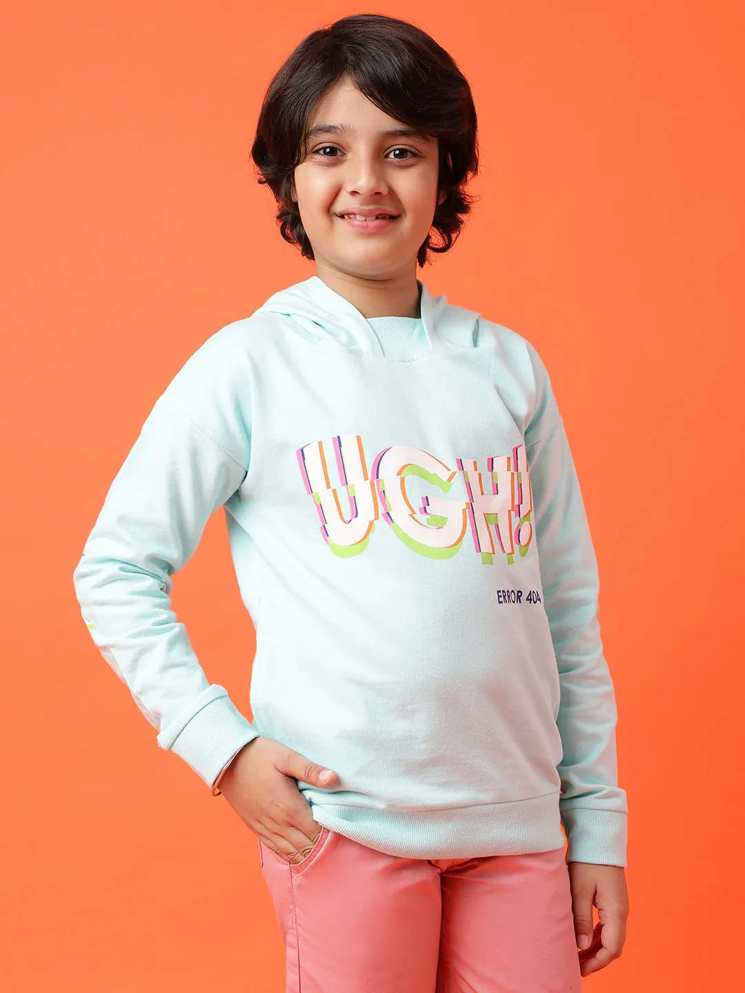 Boys Blue Printed Sweatshirt