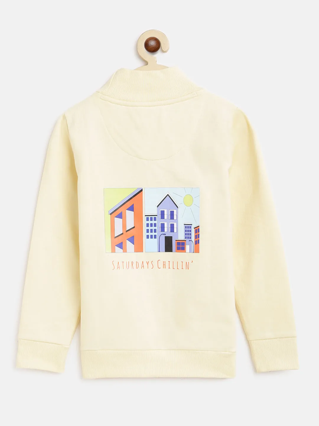 Boys Yellow Printed Sweatshirt