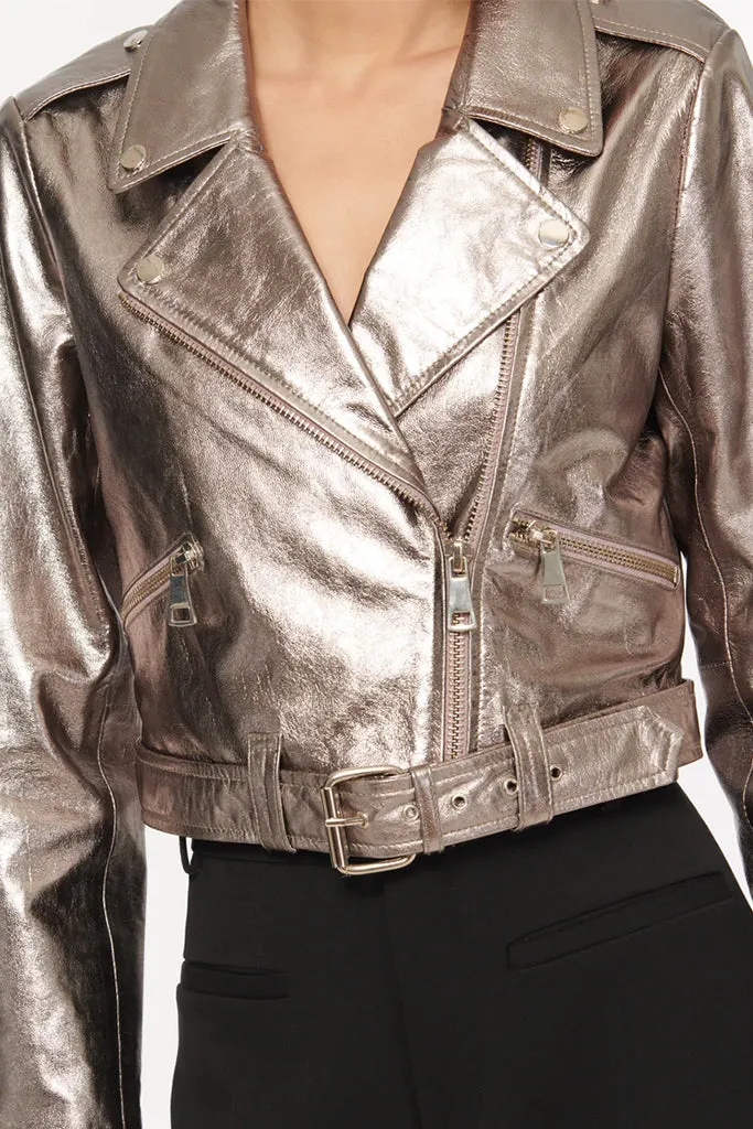 Cami NYC - Kali Lamb Leather Jacket - Metallic Fog