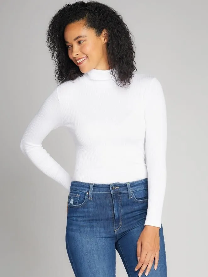 C'EST MOI Seamless Rib Long Sleeve Turtleneck Top