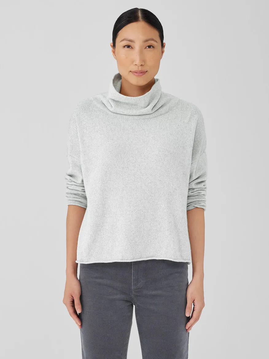 COTTON AND RECYCLED CASHMERE TURTLENECK BOX TOP