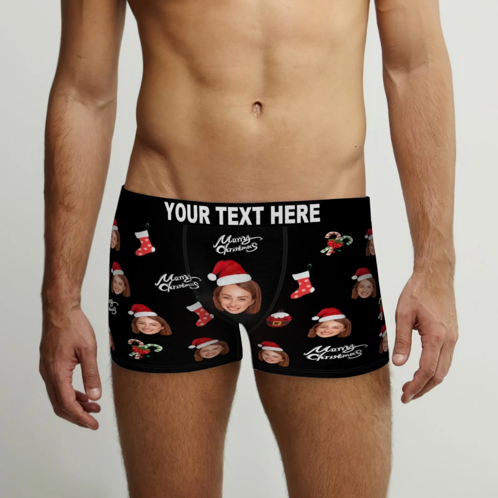 Custom Face Boxer Briefs Merry Christmas Personalised Face Underwear Christmas Gift