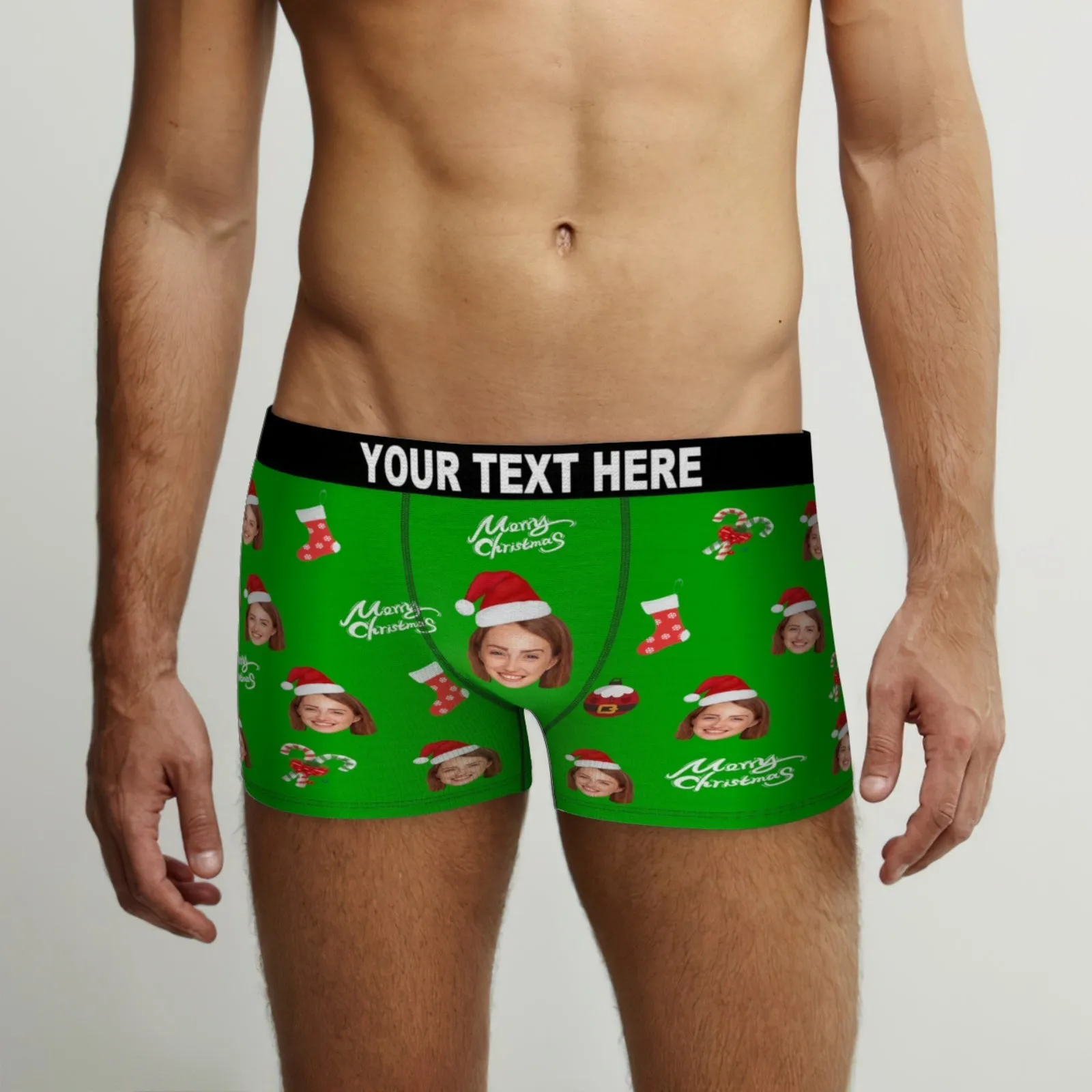 Custom Face Boxer Briefs Merry Christmas Personalised Face Underwear Christmas Gift