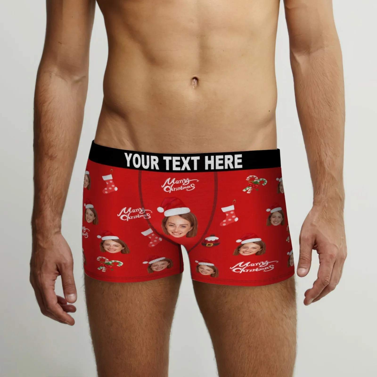 Custom Face Boxer Briefs Merry Christmas Personalised Face Underwear Christmas Gift