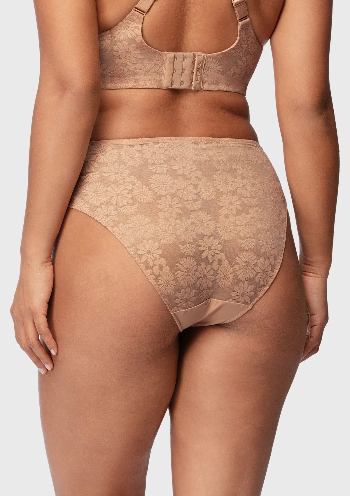 Daisy Smooth Lace High-Rise Natural Nude Mesh Lace Back Brief Underwear