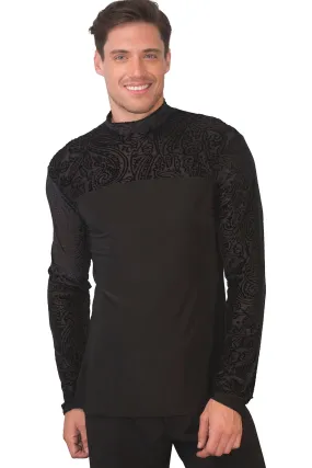 Dance America MS32 Men's Mock Turtleneck Velvet Burnout Ballroom Tunic without Trunks in Stock