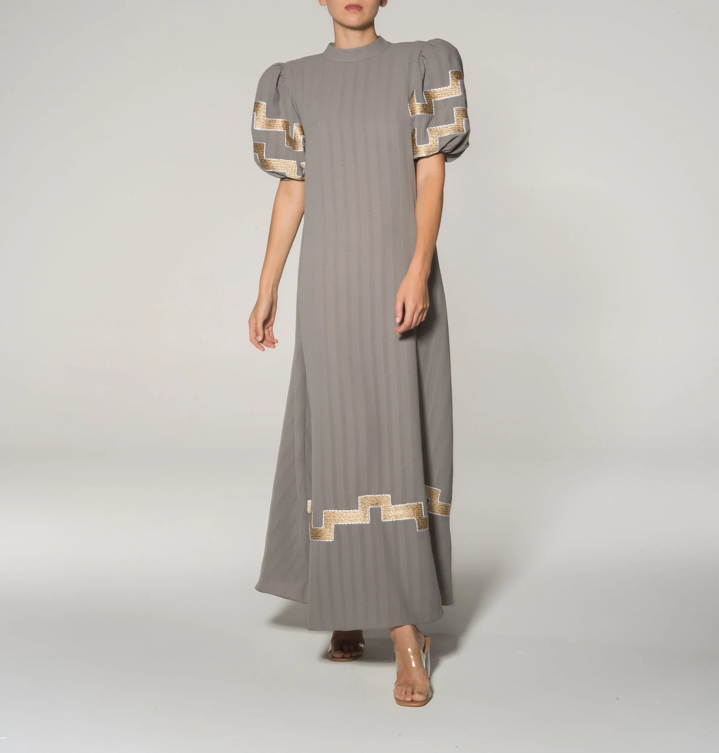 Dark Grey Geometric Pattern Kaftan