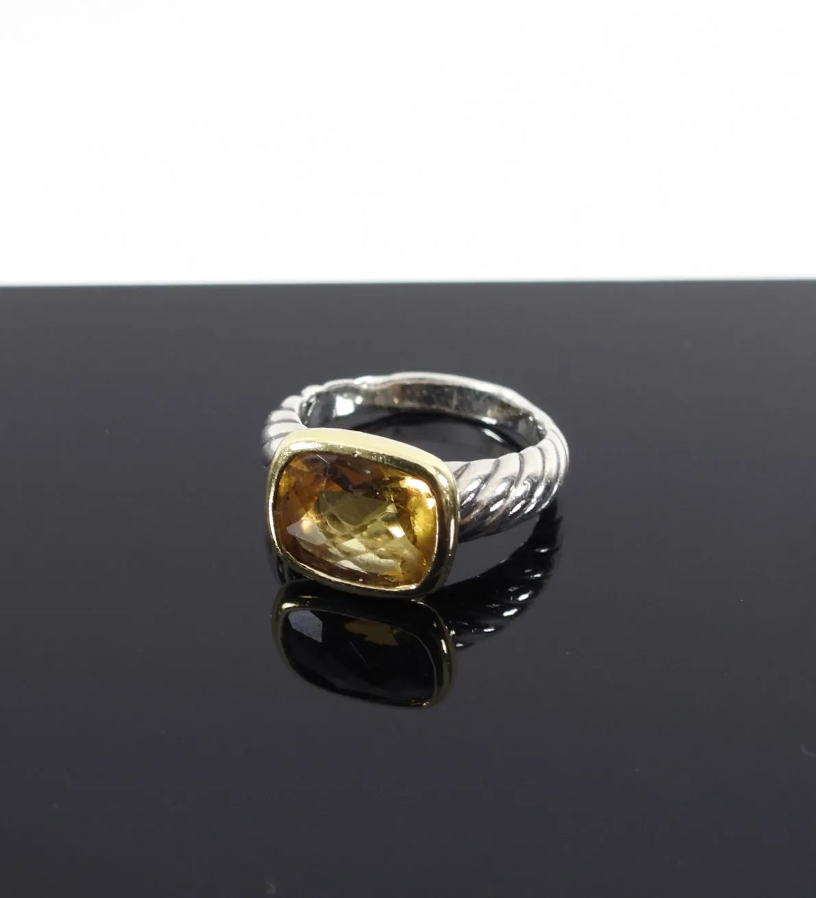 David Yurman Citrine Sterling Silver Gold Ring - USA 5