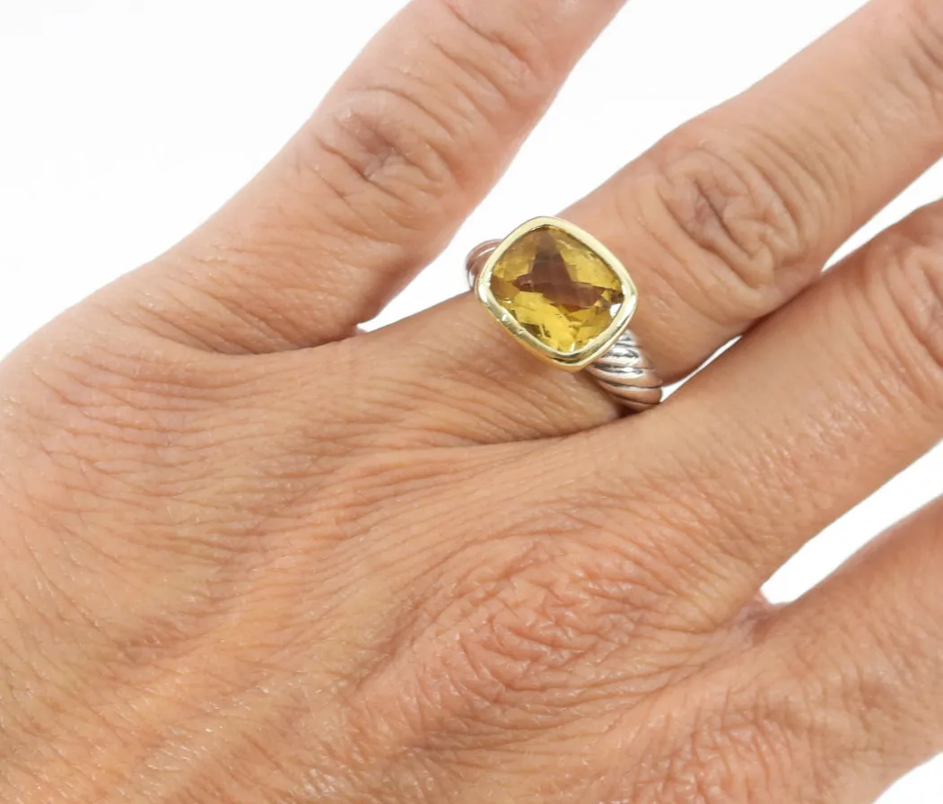 David Yurman Citrine Sterling Silver Gold Ring - USA 5