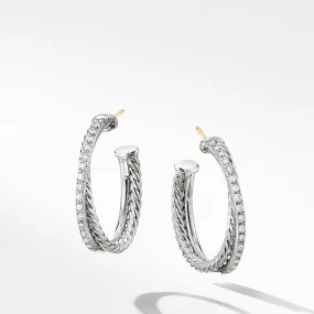 David Yurman Crossover Medium Hoop Earrings with Diamonds