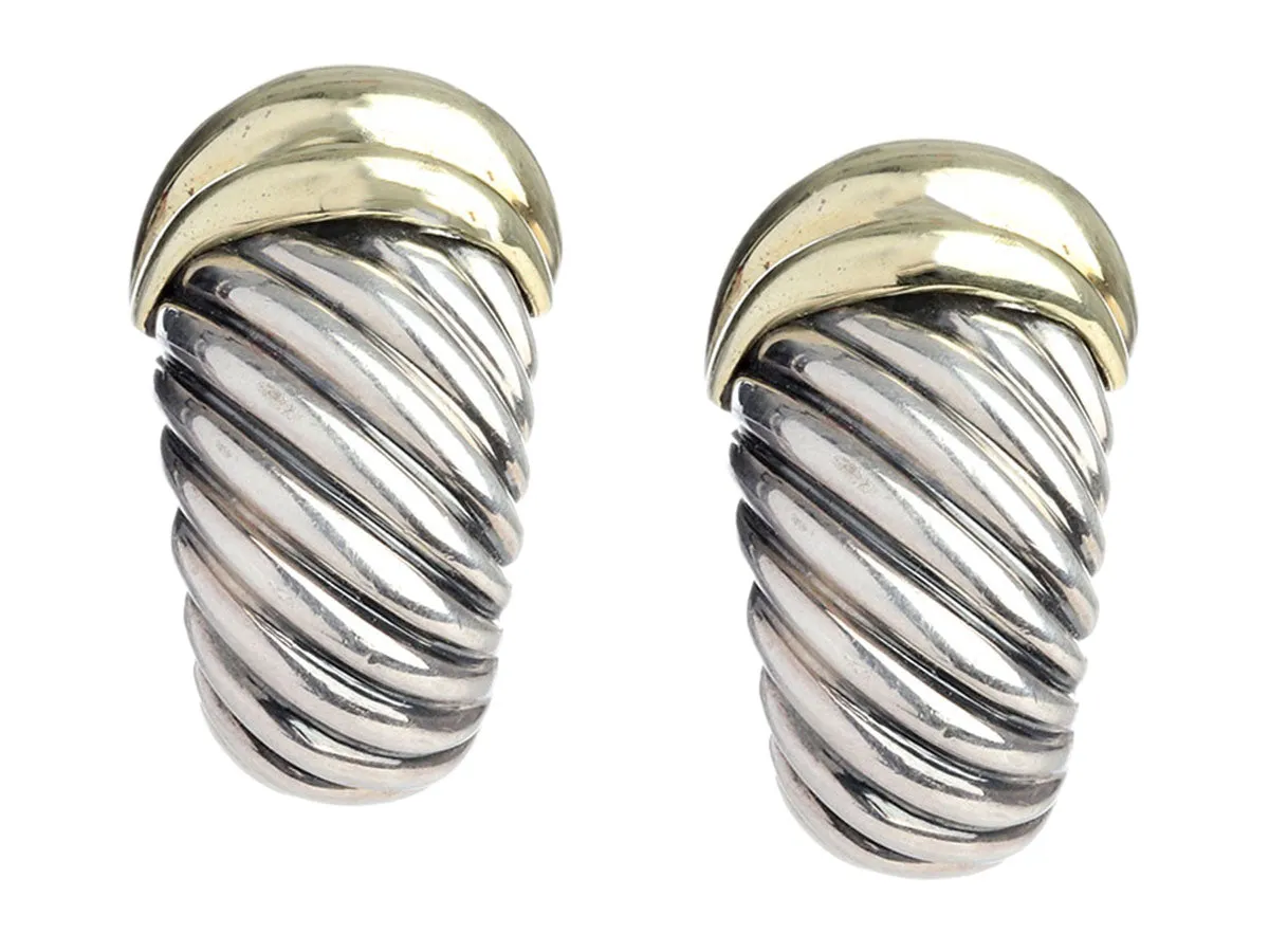 David Yurman Large Two-Tone Shrimp Pierced Earrings