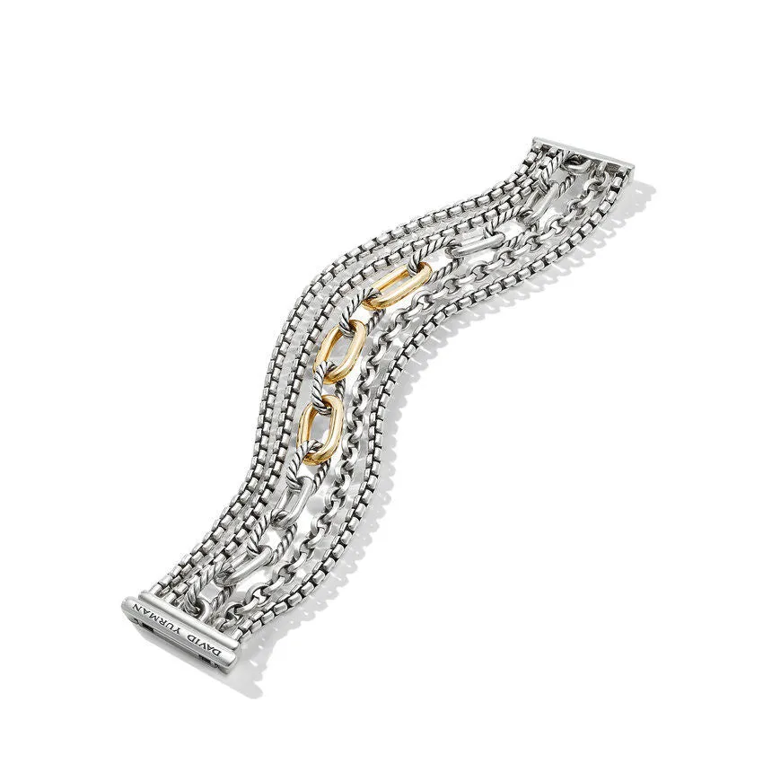 David Yurman Multi-Row Chain Bracelet with 18K Yellow Gold