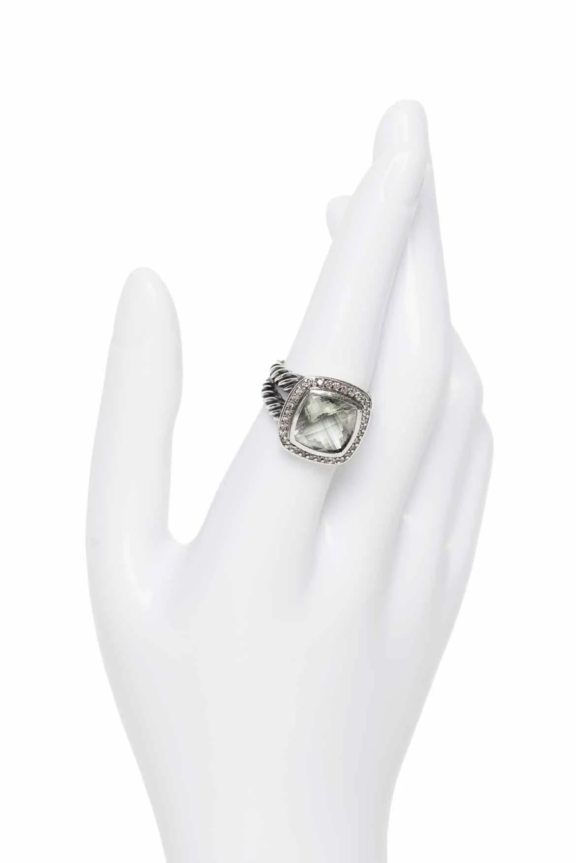 David Yurman Size 7 Prasiolite & Diamonds Albion Ring