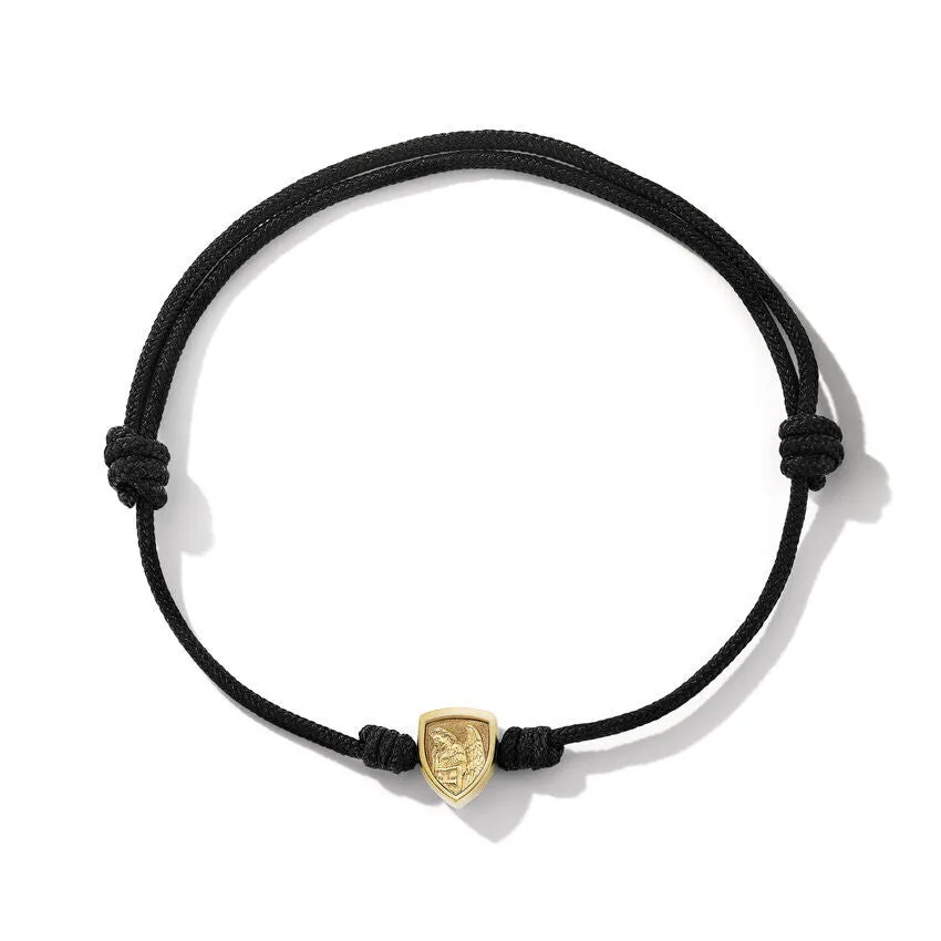 David Yurman St. Michael Black Cord Bracelet with 18K Yellow Gold