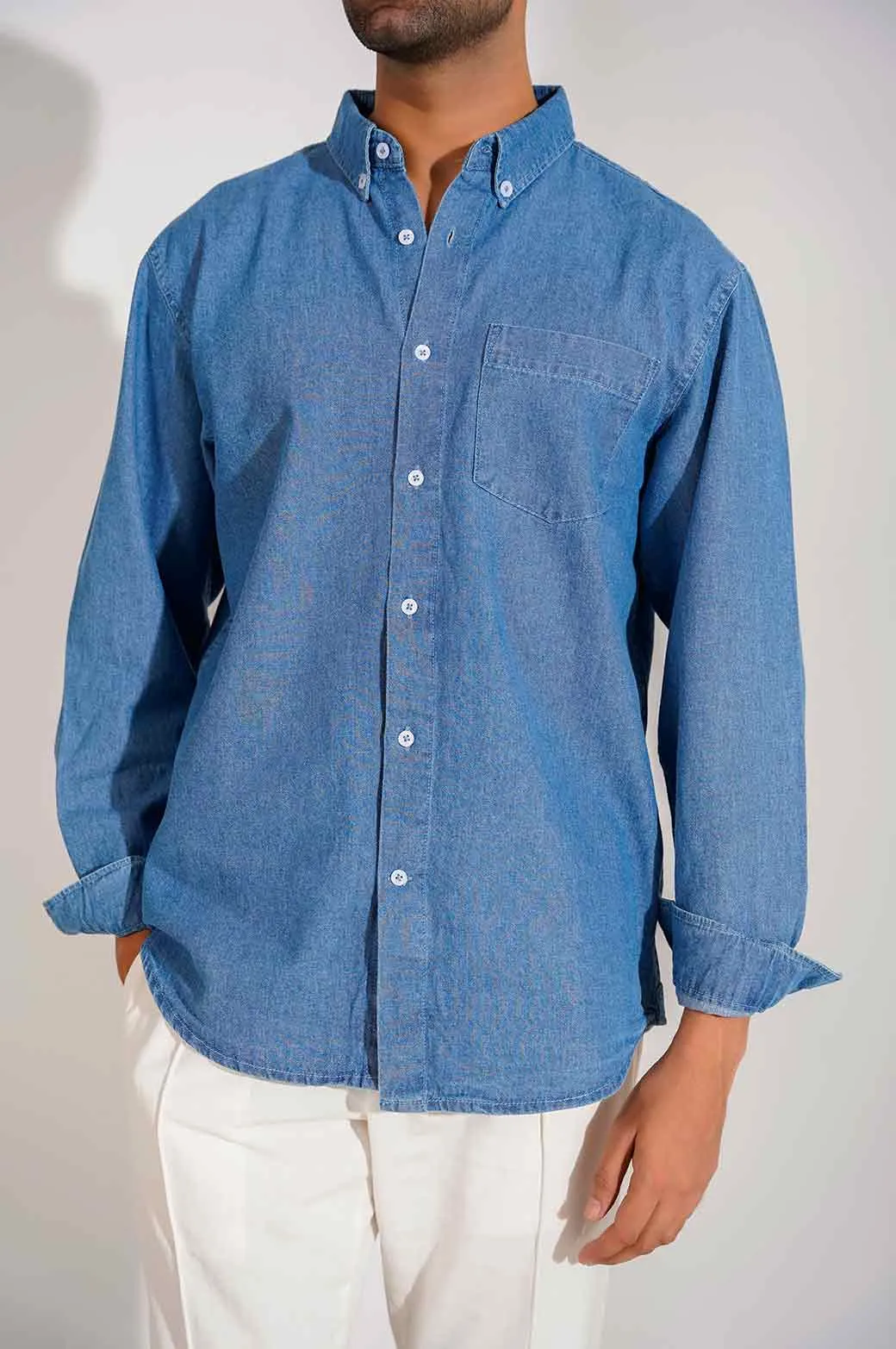 DENIM BUTTON DOWN SHIRT