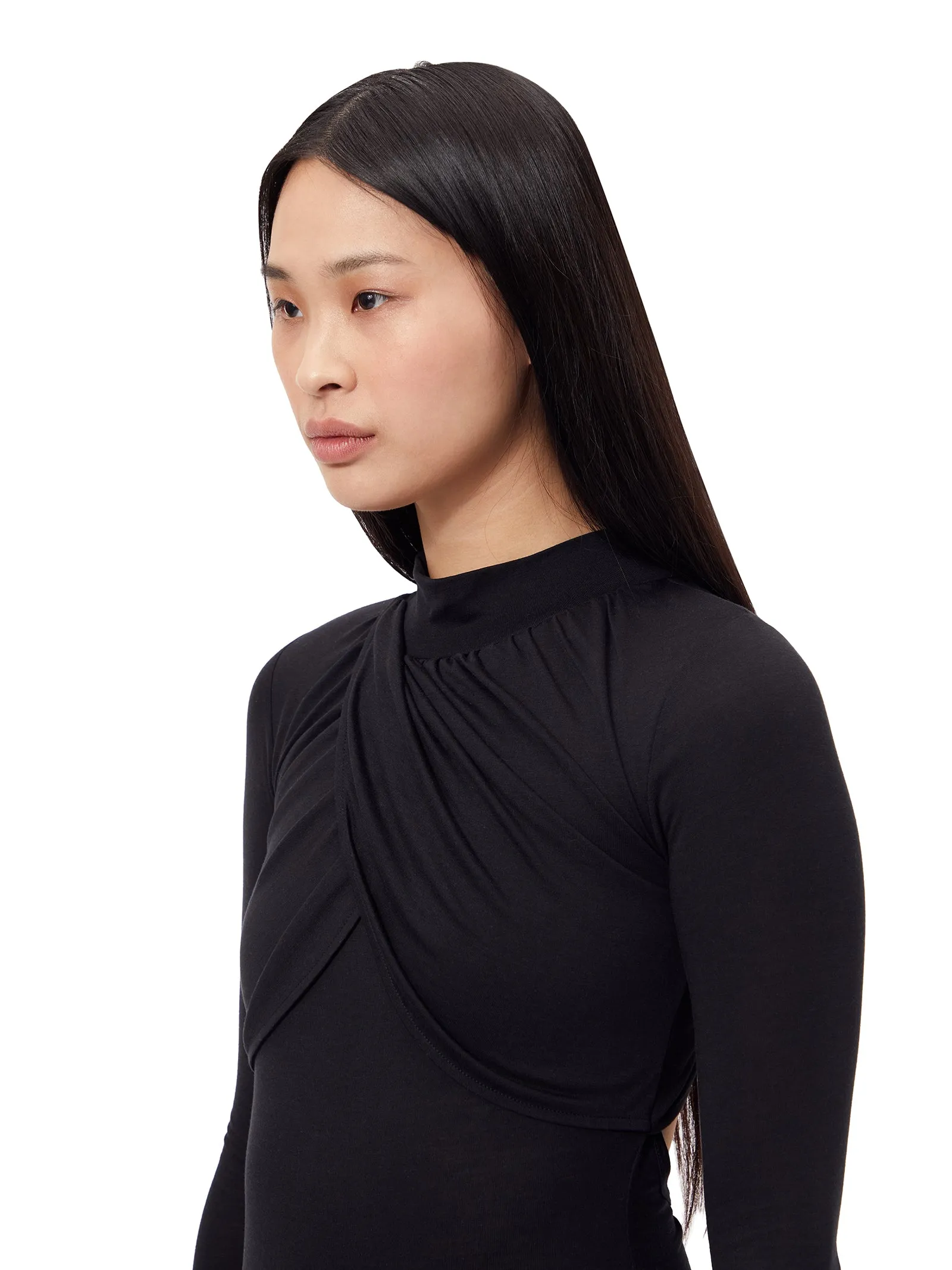 DRAPED TURTLENECK BODYSUIT