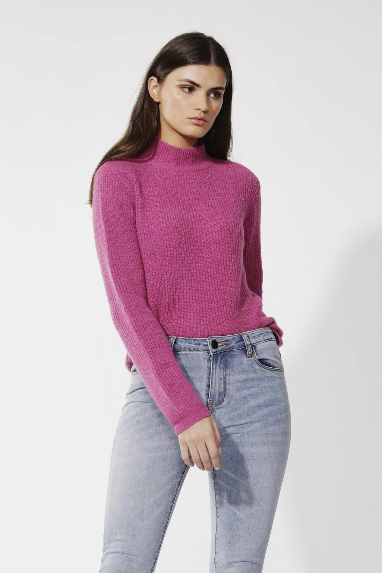 Fate   Becker Marty Turtleneck Knit Jumper in Boysenberry