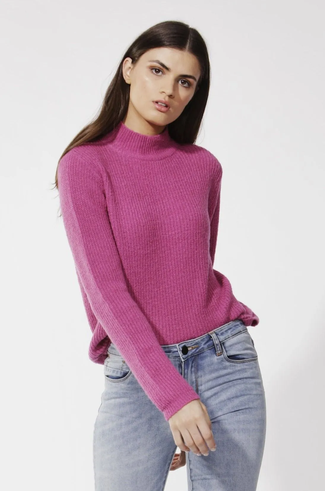 Fate   Becker Marty Turtleneck Knit Jumper in Boysenberry