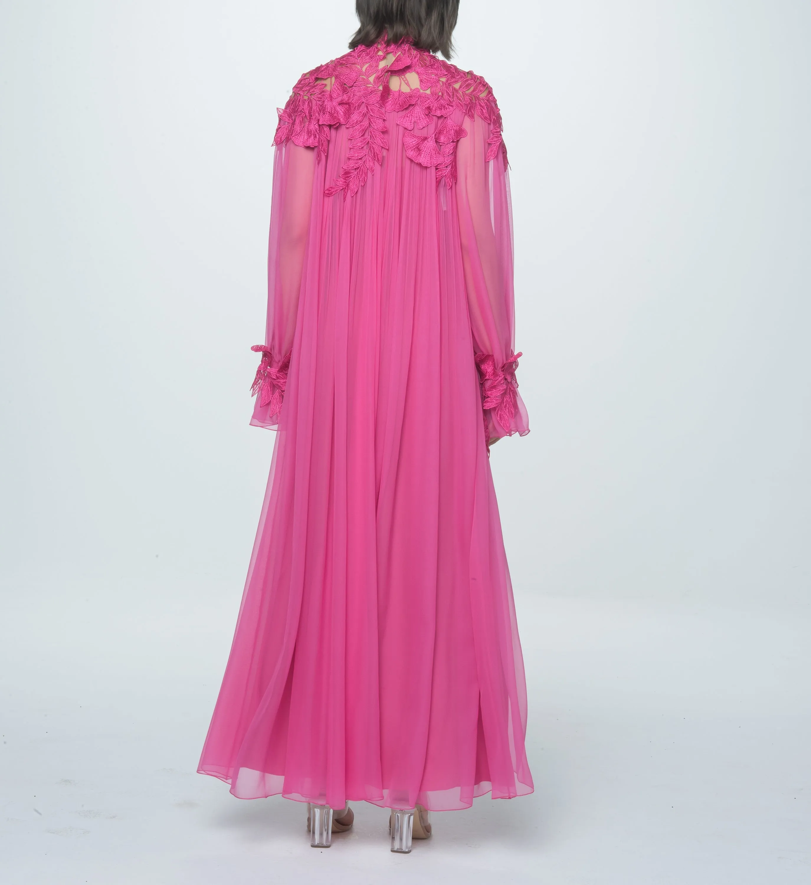 Fucsia Organic Chiffon Long Dress