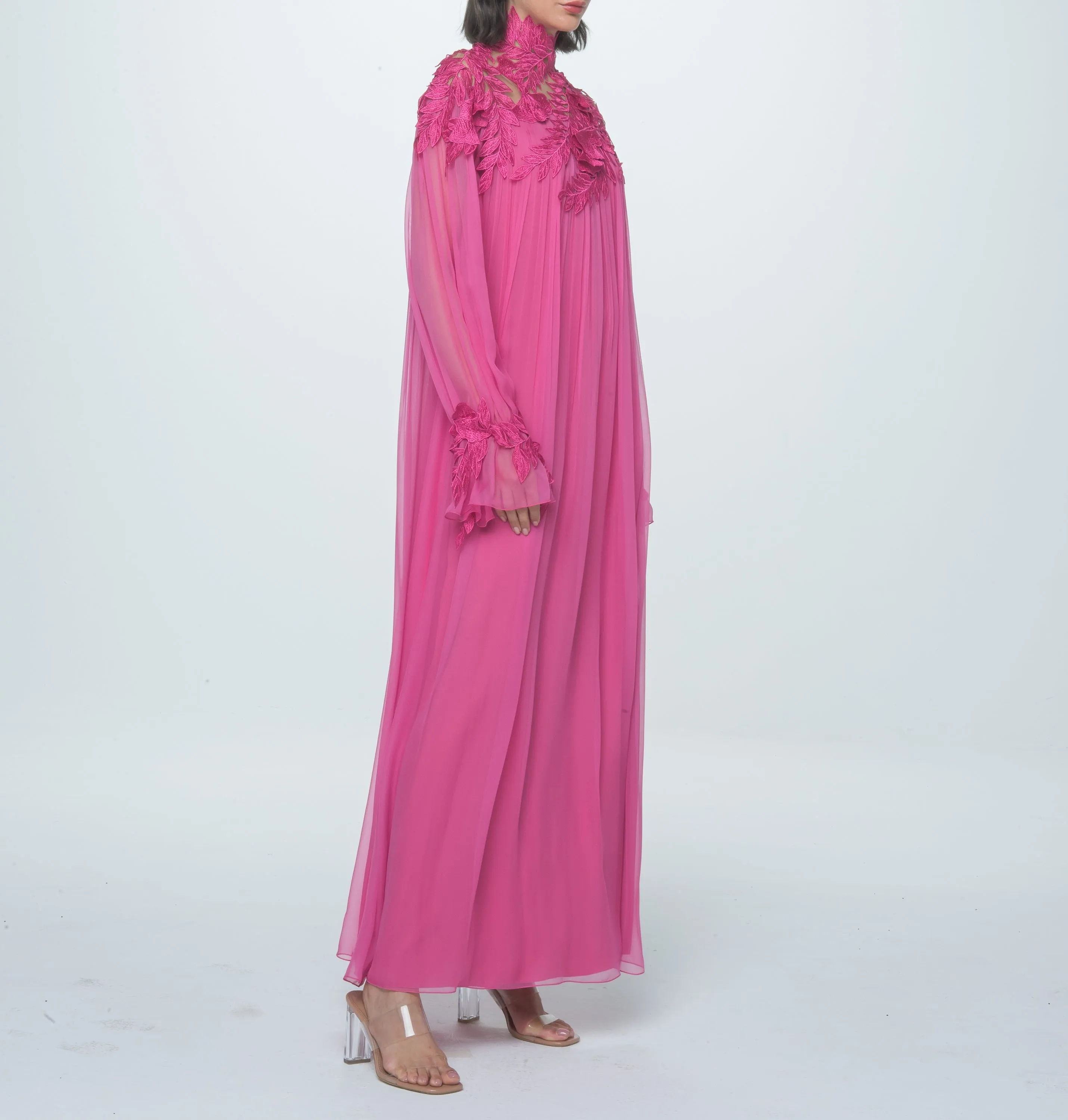 Fucsia Organic Chiffon Long Dress