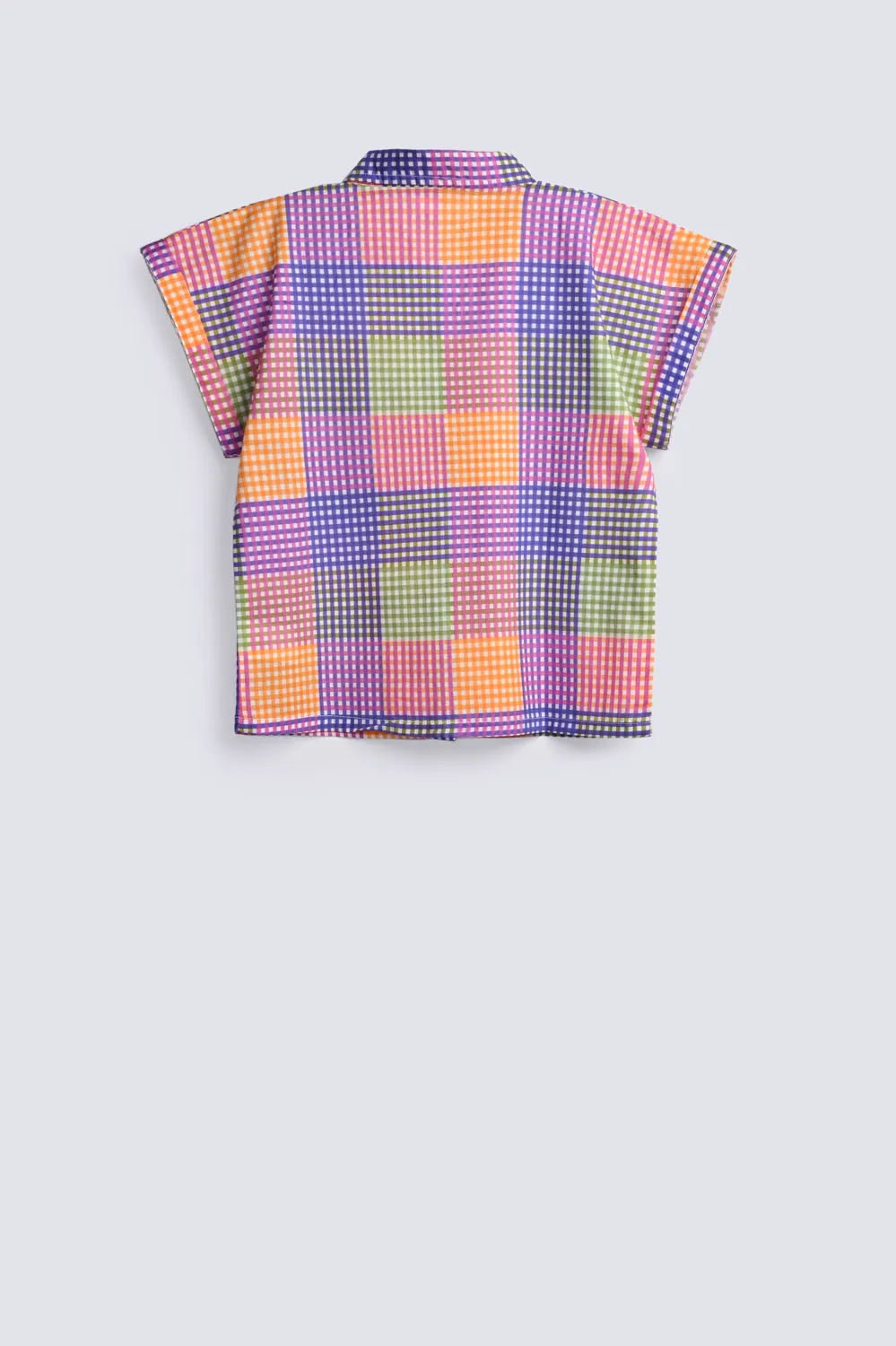 GIRLS CHECKERED BUTTON DOWN SHIRT