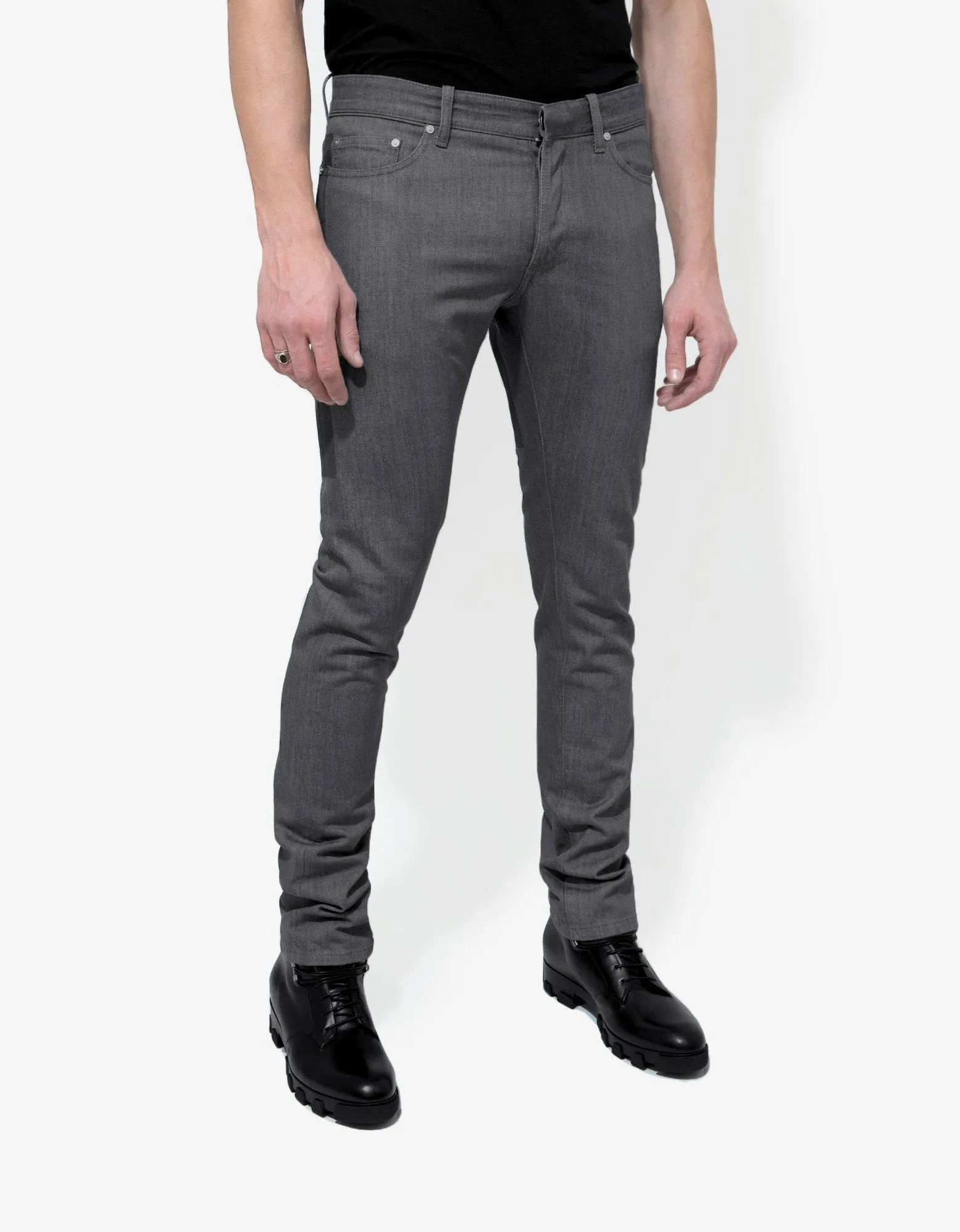 Grey Coated Panel Denim Jeans -