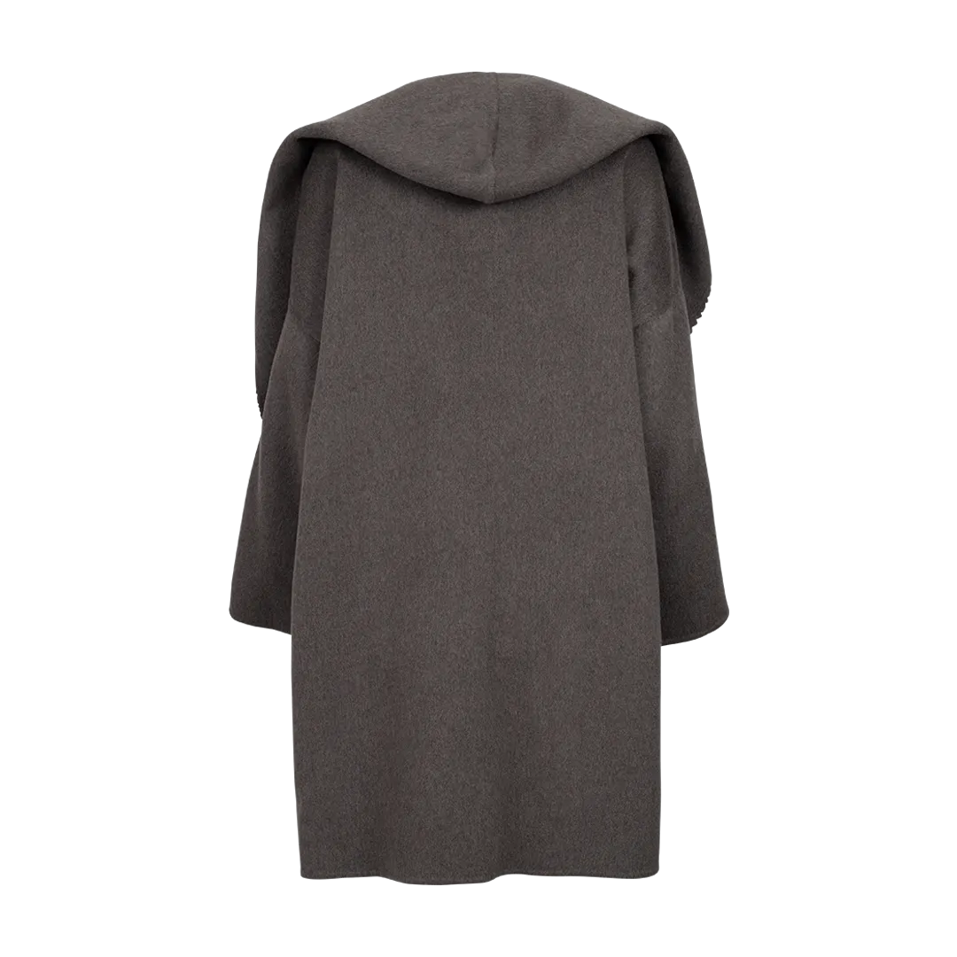 Hooded Cashmere Coat Grey