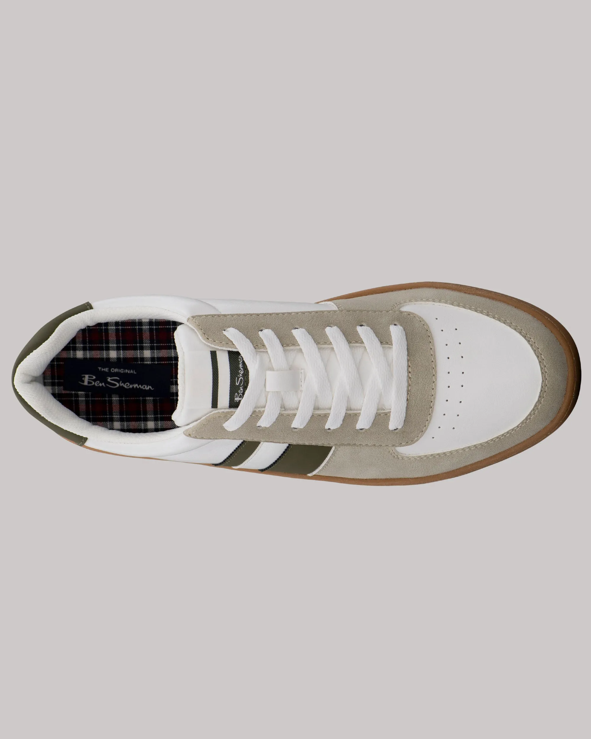 Hyde Olive Stripe Sneaker - White