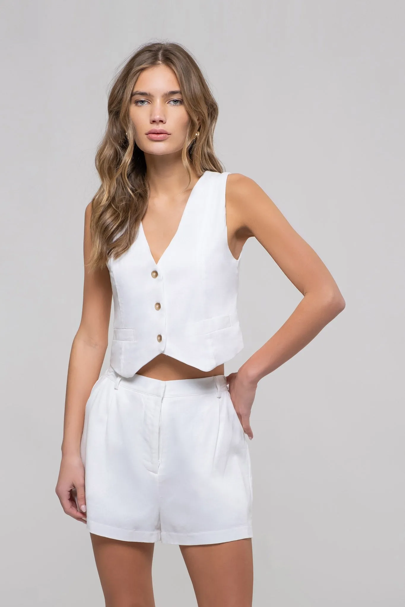 Ivory Button Down Vest