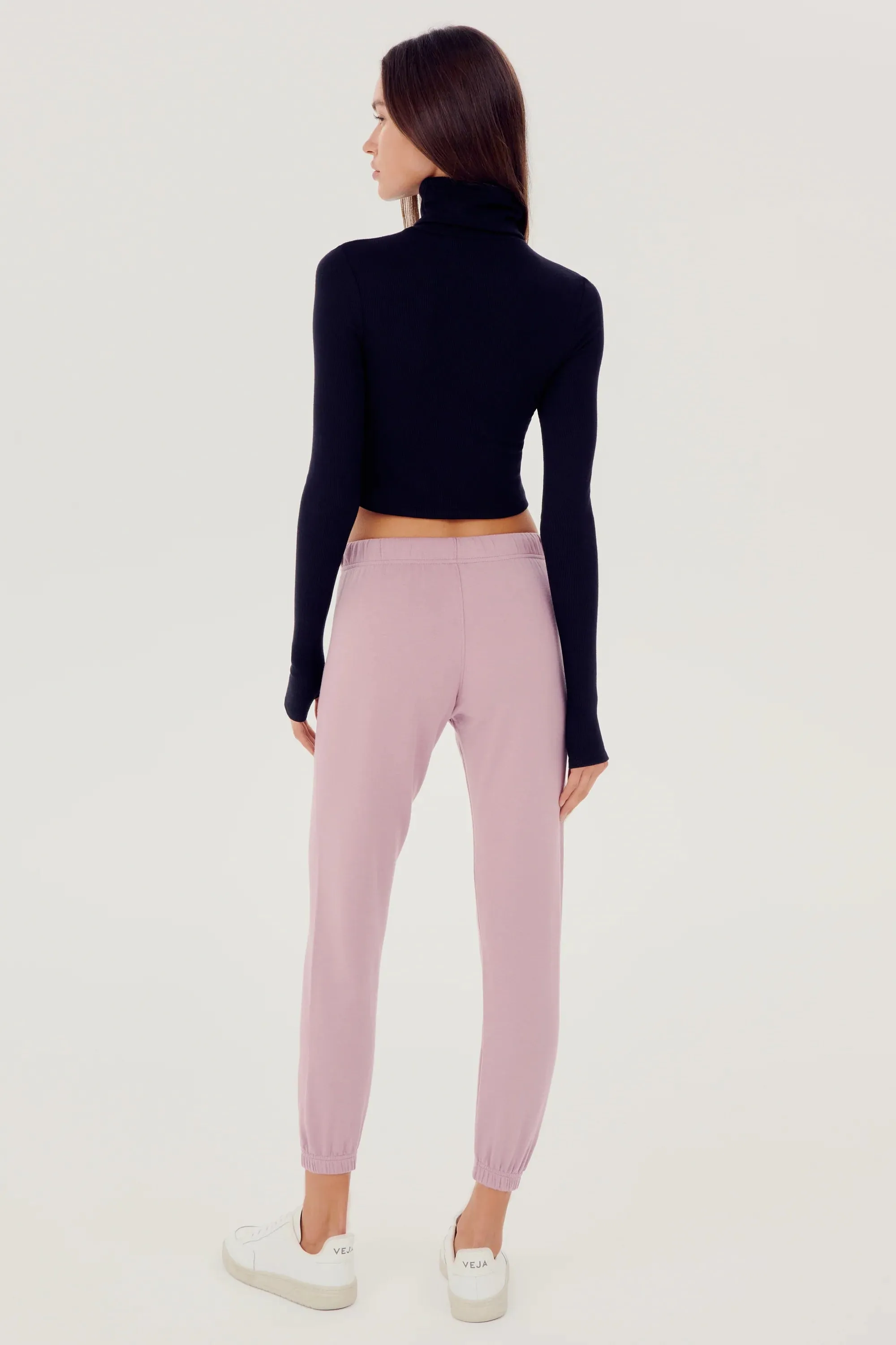 Jackson Rib Cropped Turtleneck: Black