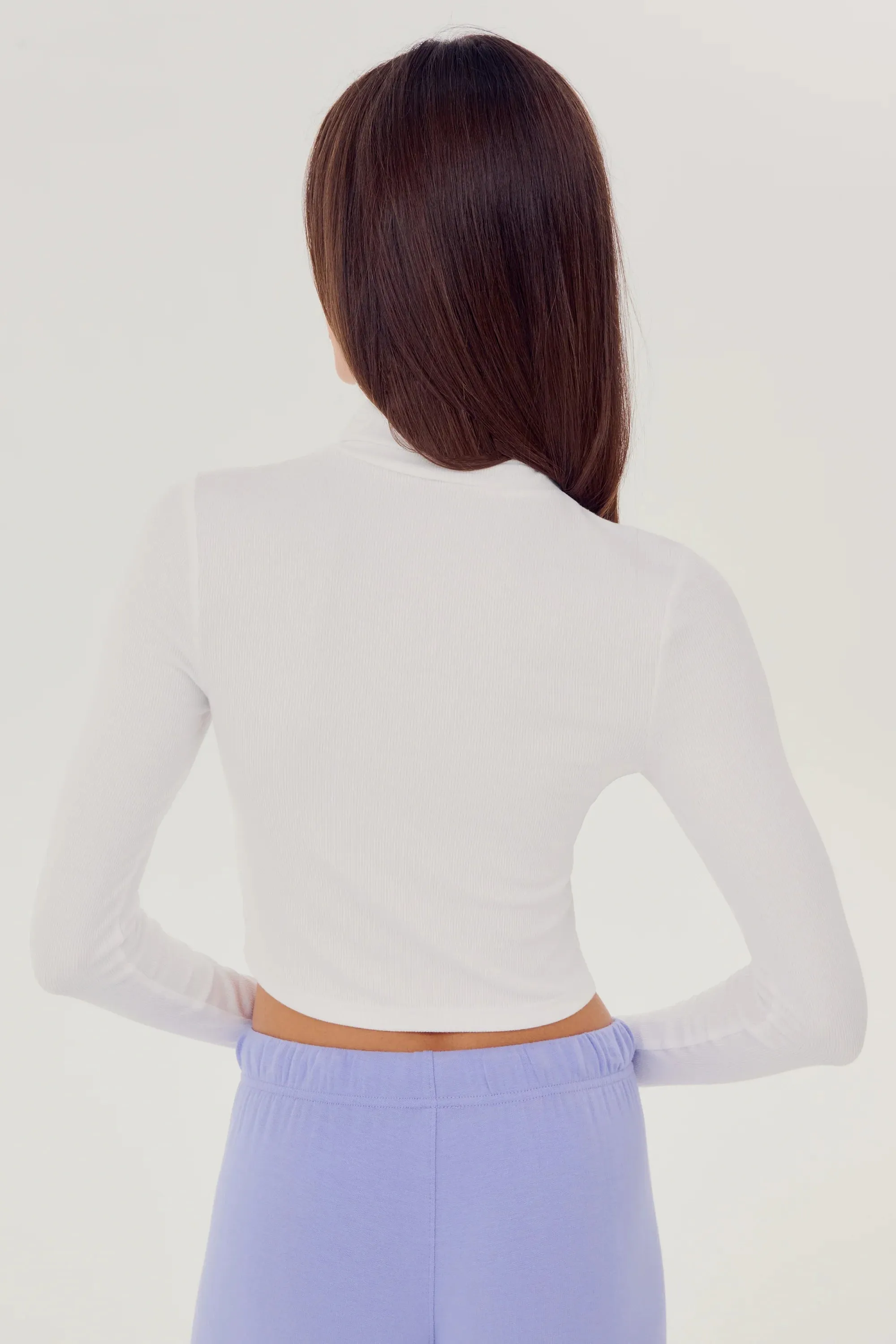 Jackson Rib Cropped Turtleneck: White