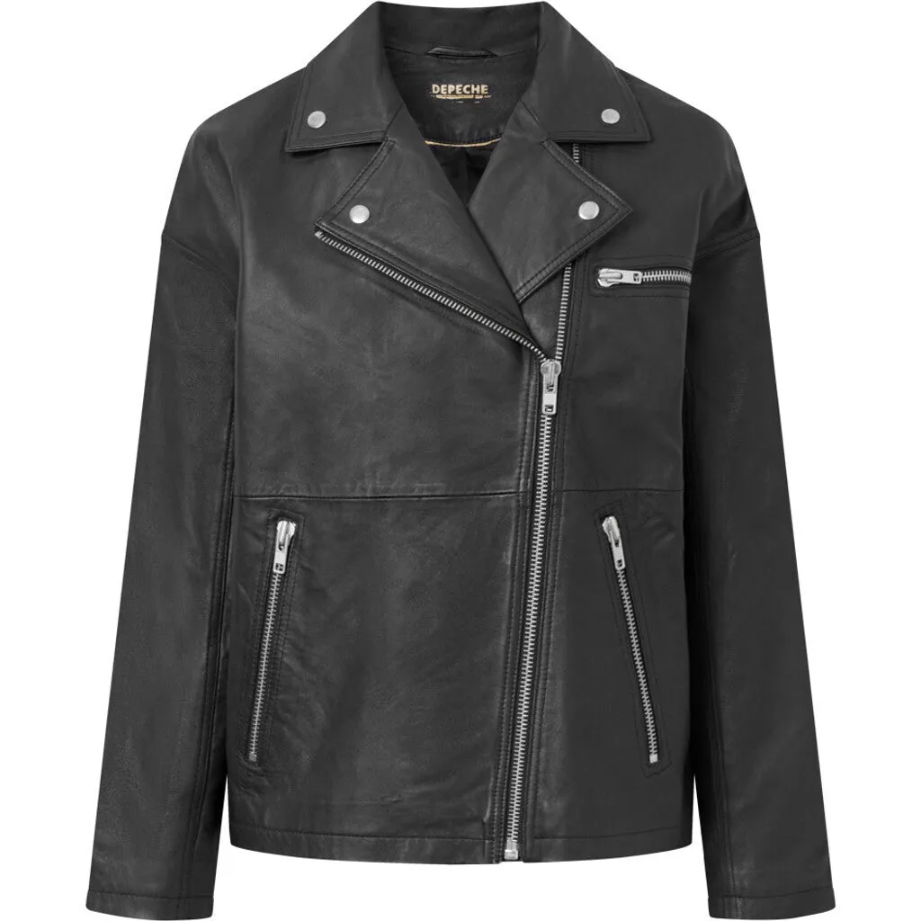 Leah biker jacket in soft and delicious leather / 50854 - Black (Nero)