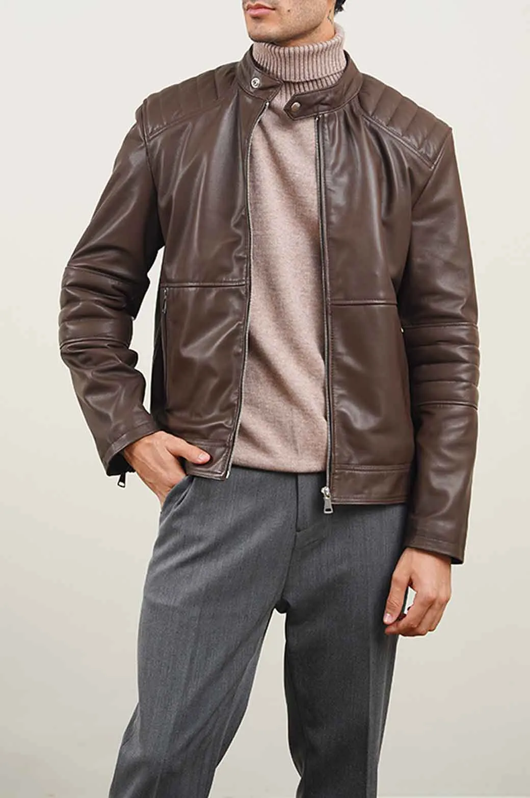 LEATHER BIKER JACKET