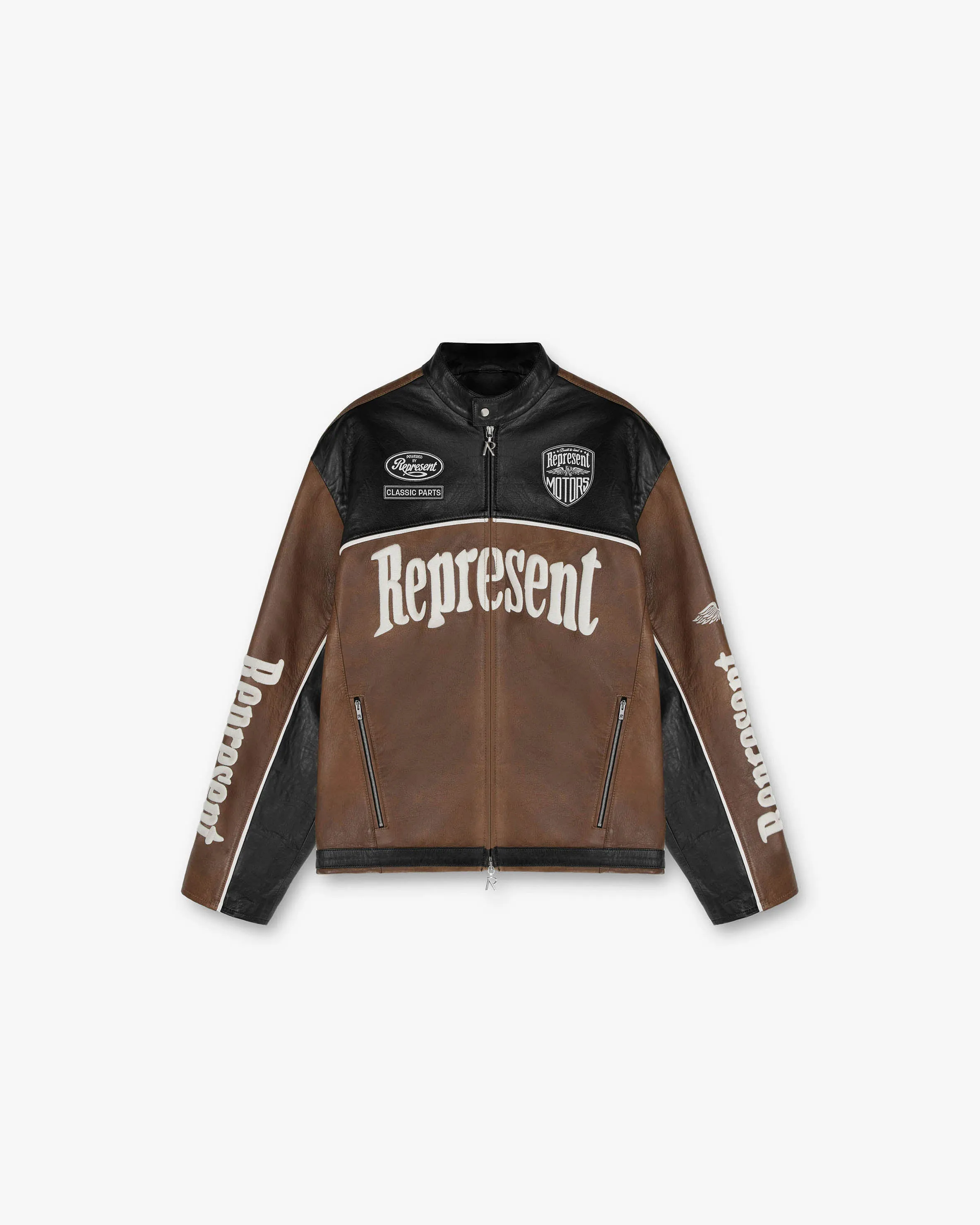 Leather Motor Jacket - Vintage Brown Black